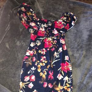 Off the shoulder floral print dress